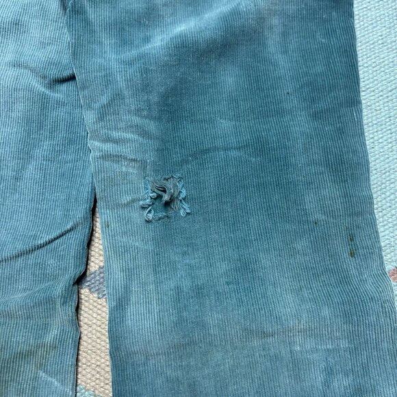 Vintage 70s corduroy bell bottom pants Lee faded turquoise distressed 25x31 - Picture 12 of 15